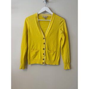 Banana Republic Yellow White Button-Up Cardigan Sweater XS